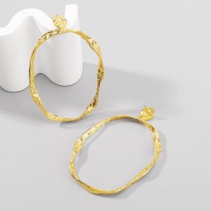 Molten Gold Oval Hoop Earrings