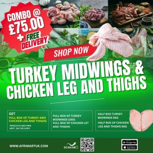 COMBO FREE NEXT DAY DELIVERY - TURKEY MIDWINGS AND CHICKEN LEG AND THIGHS ( ENTER COMBO TO GET FREE DELIVERY)